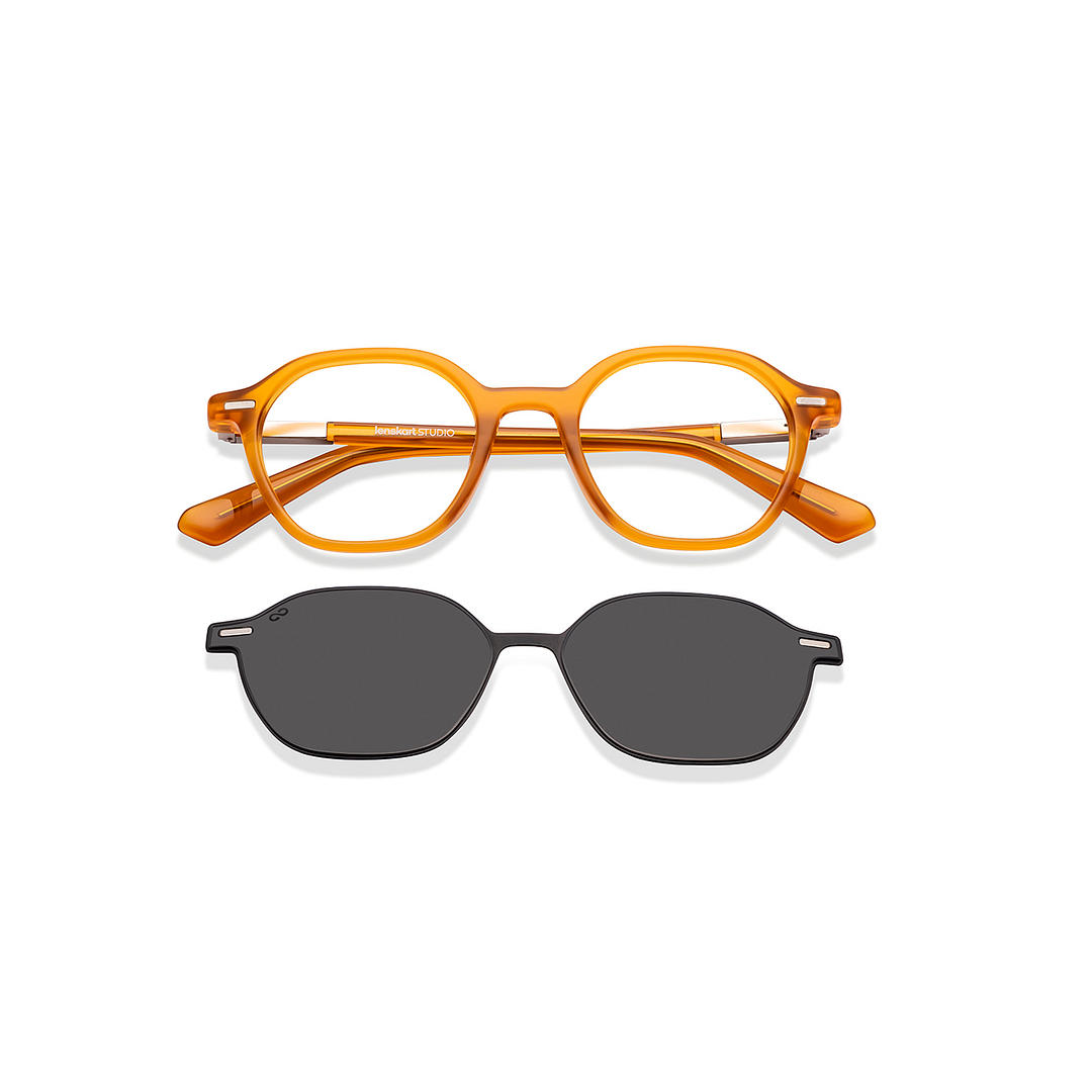 Lenskart STUDIO Orange Full Rim Geometric left side