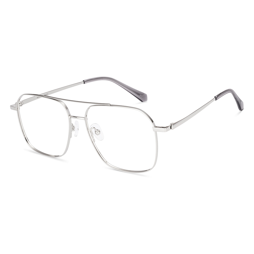 Grey Silver Full Rim Square Lenskart Air Switch LA E19165 Clip-on