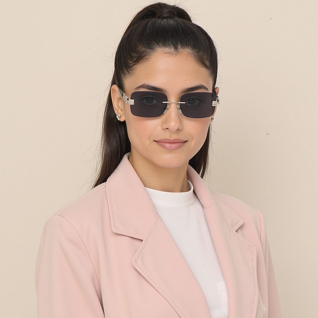 Lenskart Silver Rimless Rectangle left side