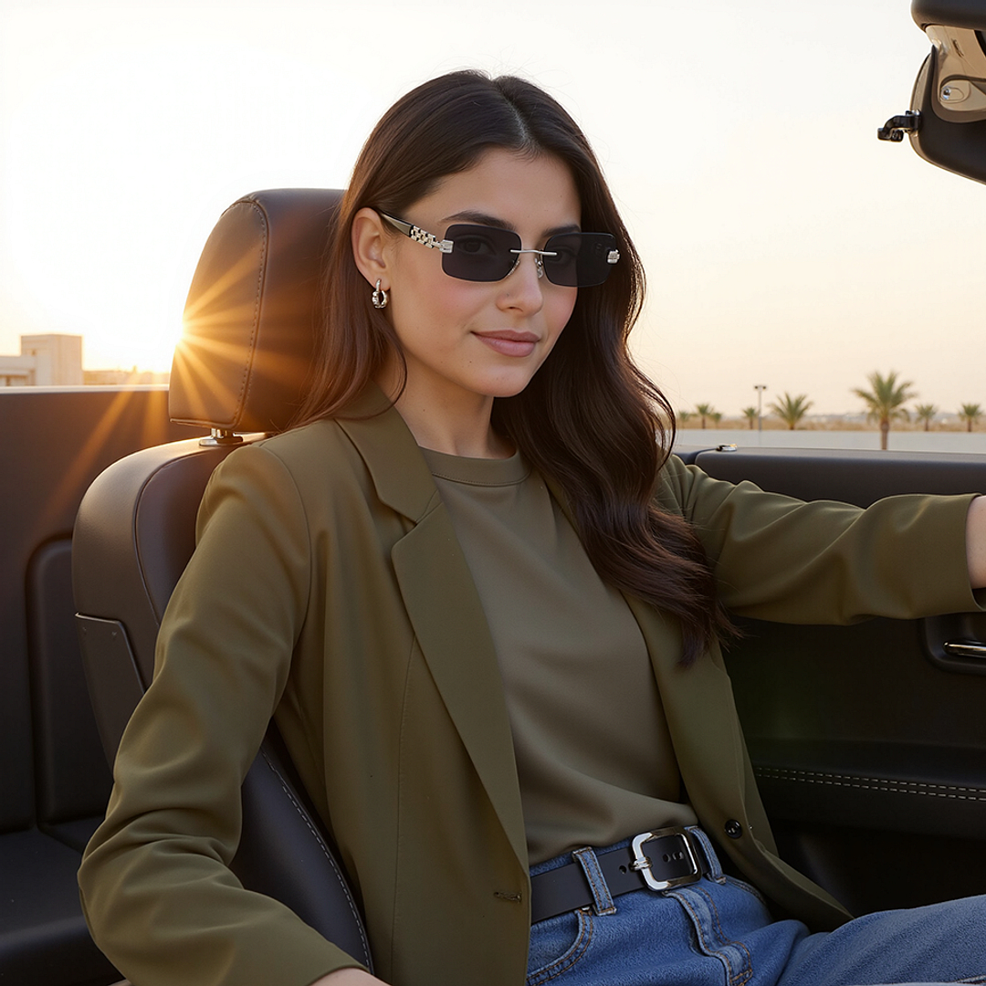 Lenskart Silver Rimless Rectangle left side