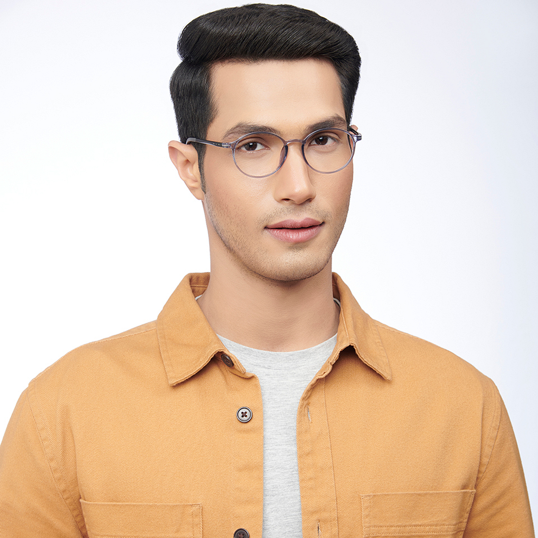 Lenskart Air Online Gray Transparent Full Rim Round right side