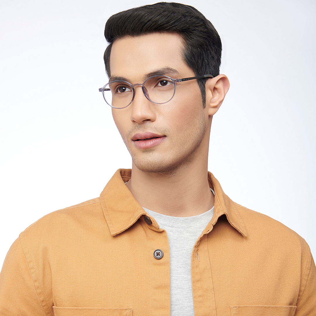 Lenskart Air Online Gray Transparent Full Rim Round left side