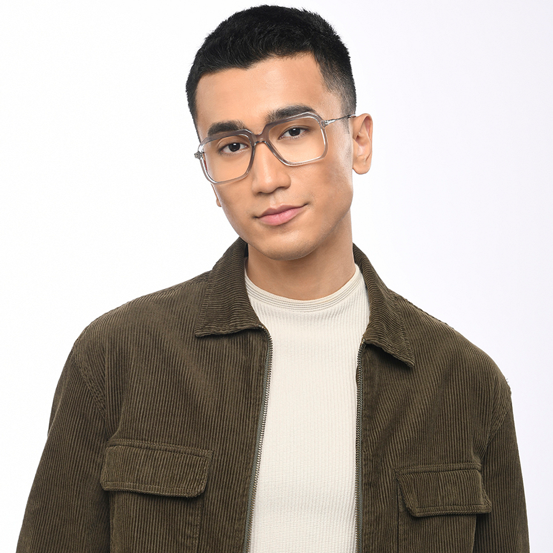 Lenskart Studio Online Gray Transparent Full Rim Square right side