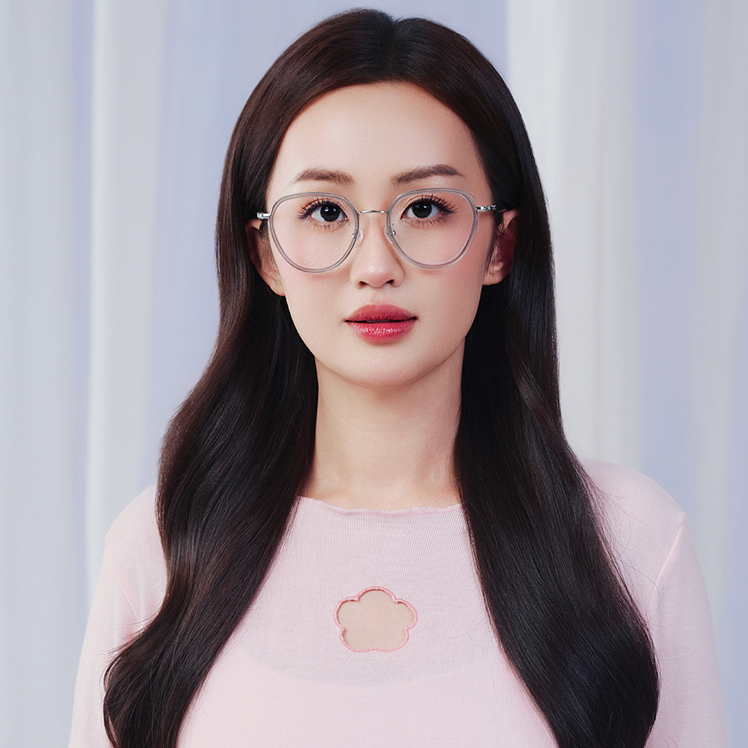 Lenskart Gray Transparent Full Rim Cat Eye left side