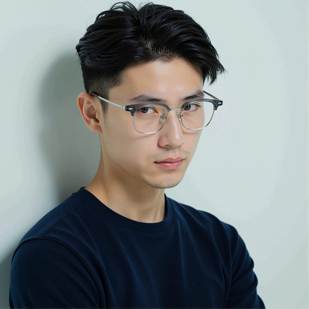 Lenskart Gray Transparent Full Rim Clubmaster left side