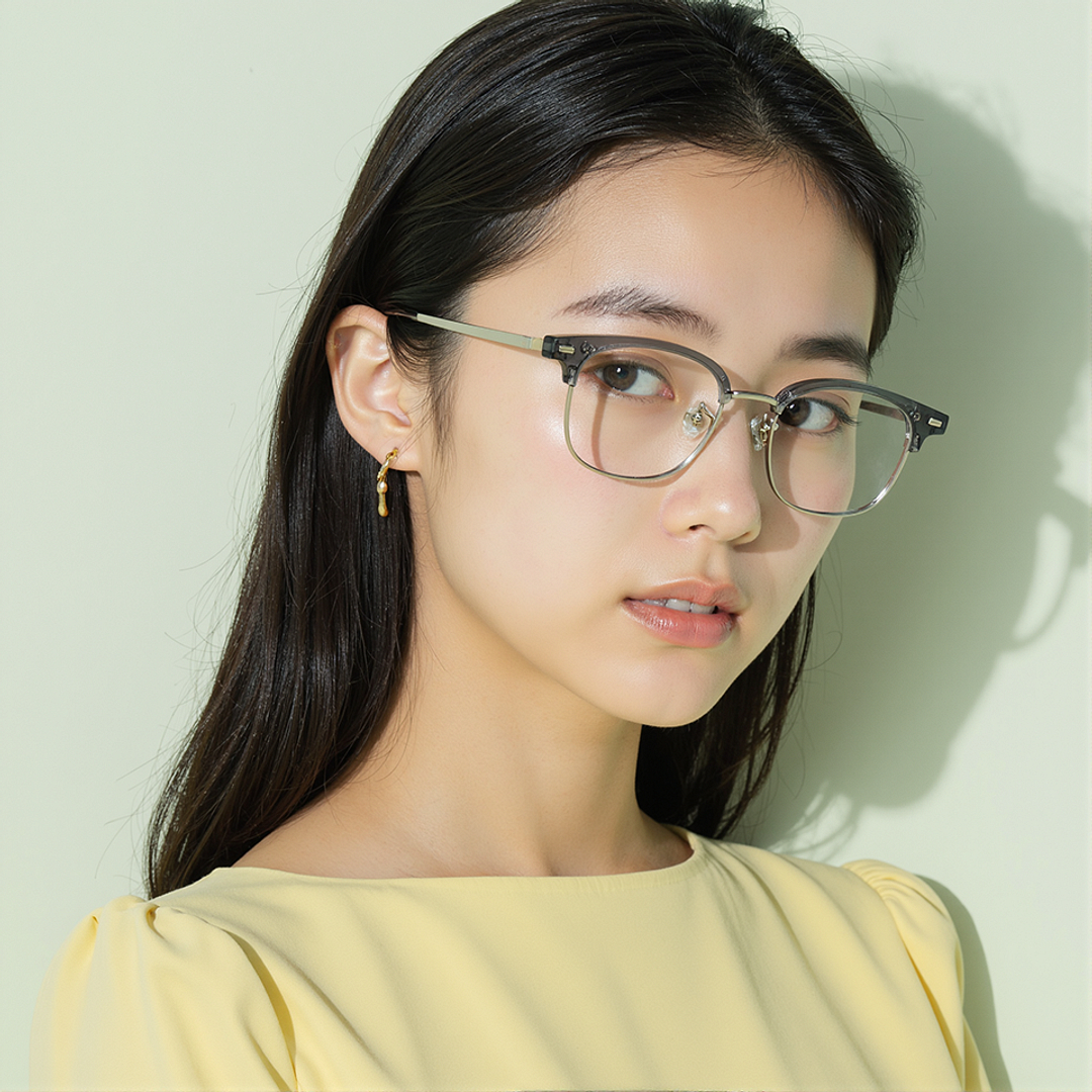 Lenskart Gray Transparent Full Rim Clubmaster left side