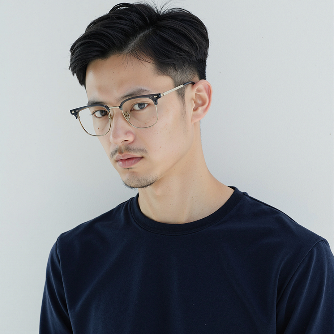 Lenskart Gray Transparent Full Rim Clubmaster left side