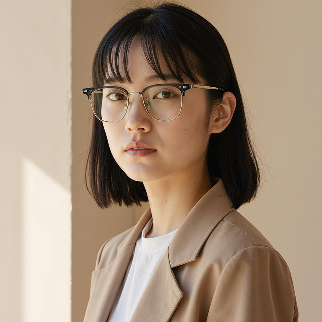 Lenskart Gray Transparent Full Rim Clubmaster left side