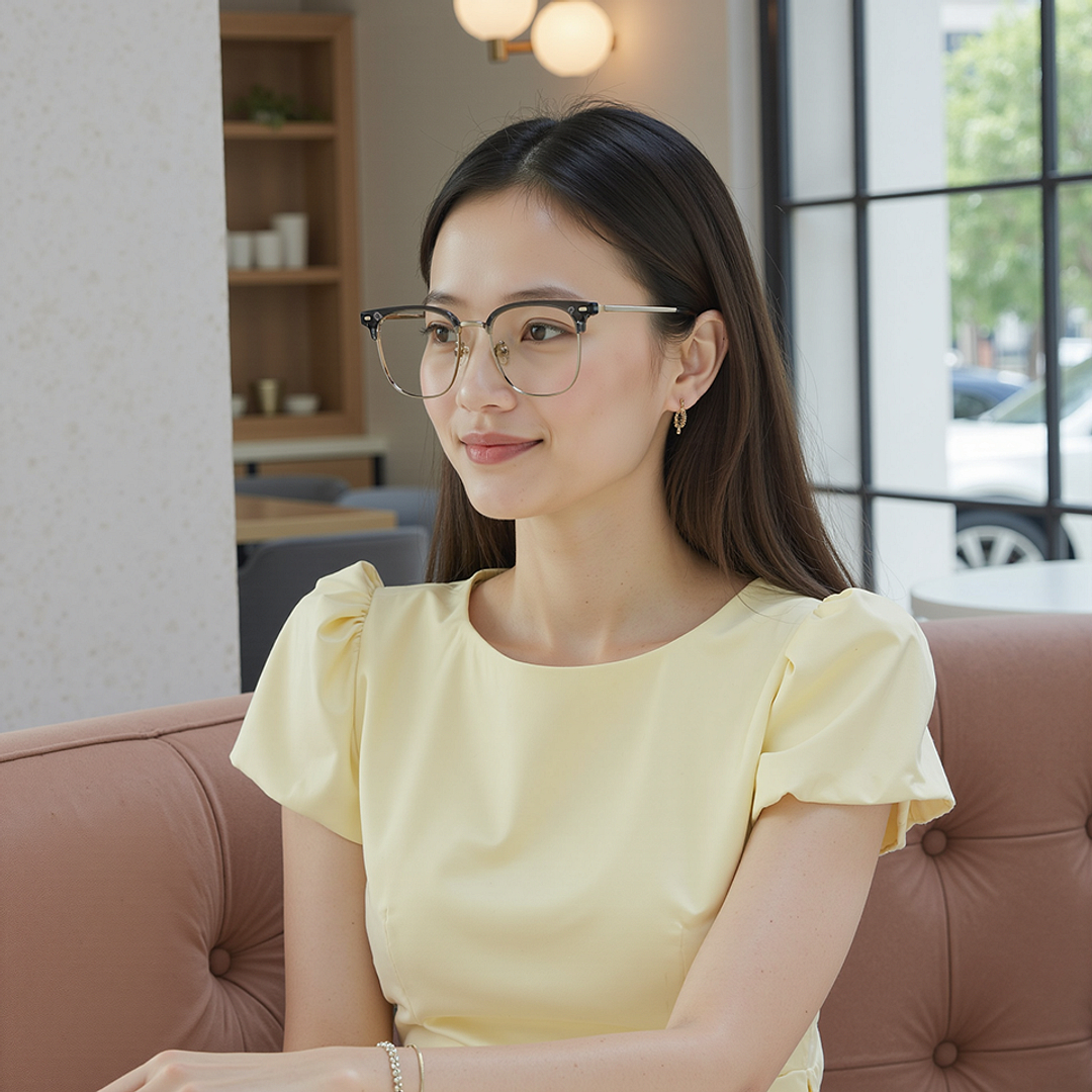 Lenskart Gray Transparent Full Rim Clubmaster right side