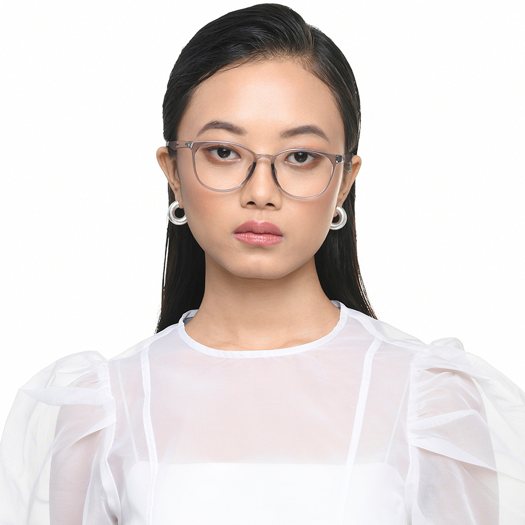 Lenskart Air Gray Transparent Full Rim Round left side