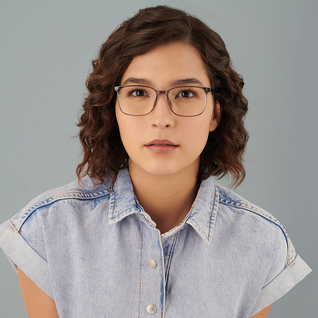 Lenskart Air Gray Transparent Full Rim Rectangle left side