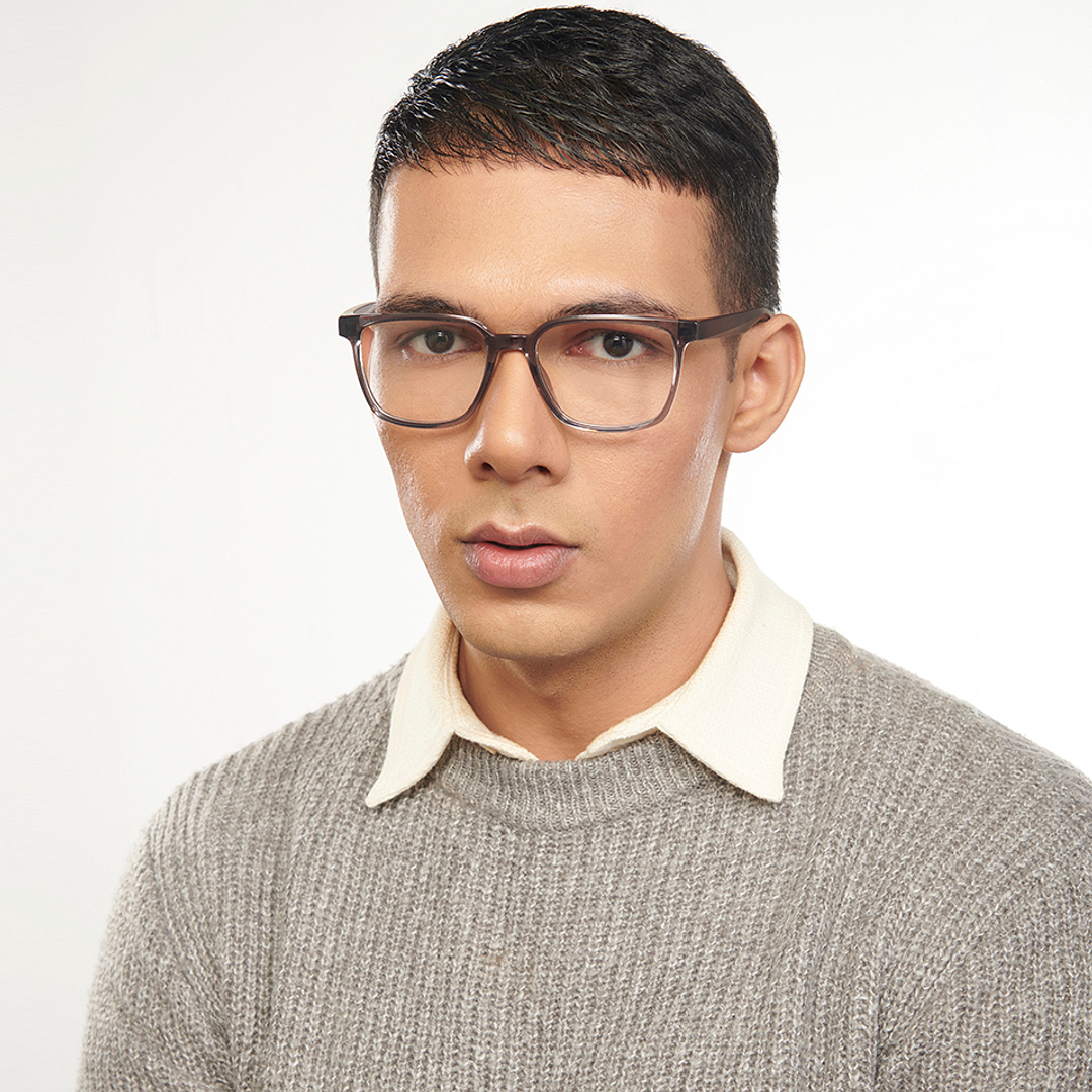 Lenskart Air Gray Transparent Full Rim Square left side