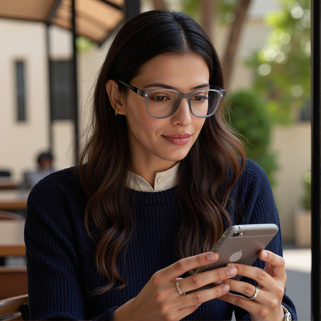 Lenskart Air Gray Transparent Full Rim Square left side