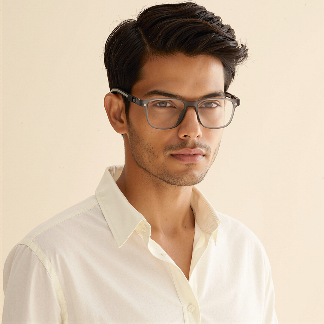 Lenskart Air Gray Transparent Full Rim Square left side