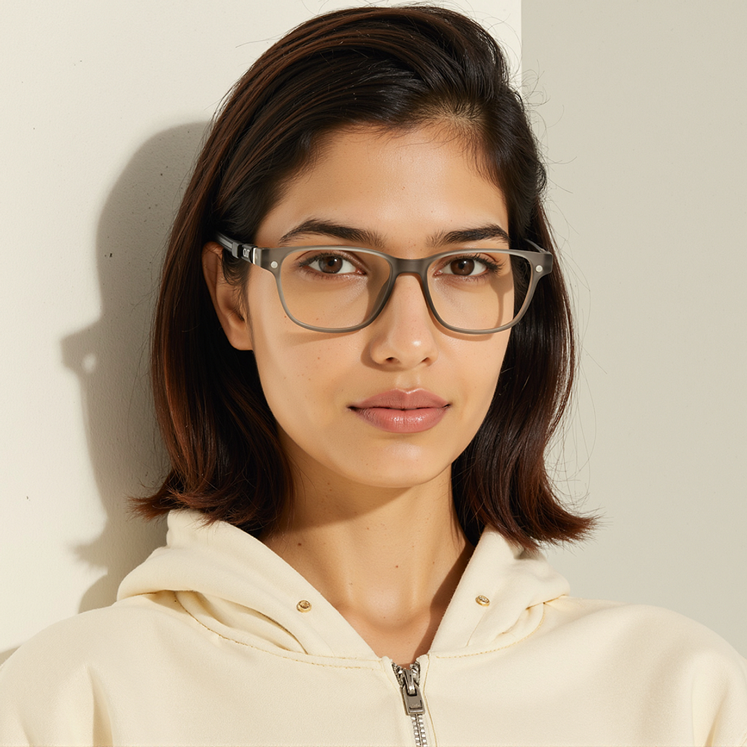 Lenskart Air Gray Transparent Full Rim Square left side