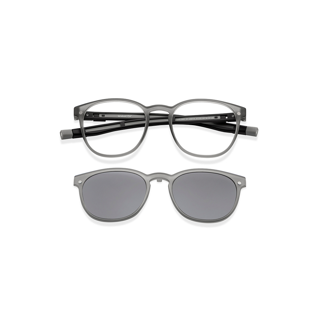 Lenskart Air Gray Transparent Full Rim Round left side