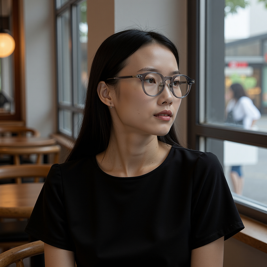 Lenskart Gray Transparent Full Rim Round right side