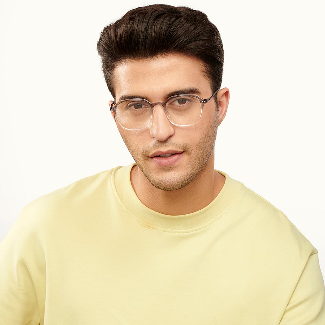 Lenskart Air Gray Transparent Full Rim Square left side