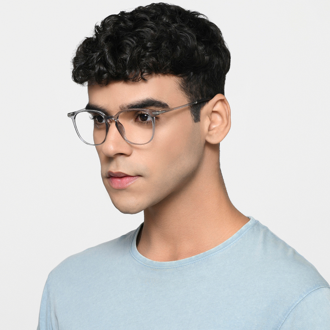 Lenskart Air Online Gray Transparent Full Rim Square left side