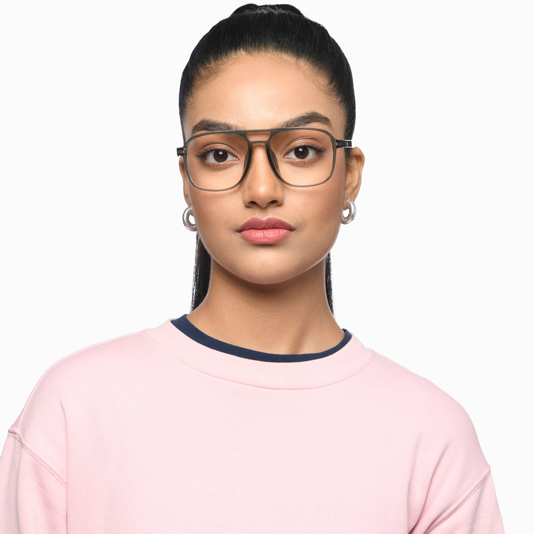 Lenskart Air Gray Transparent Full Rim Aviator right side