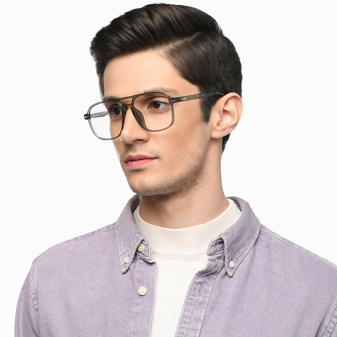 Lenskart Air Gray Transparent Full Rim Aviator left side