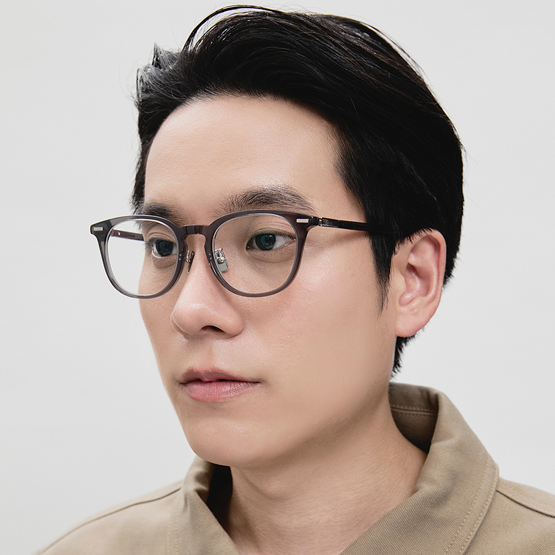 Lenskart Grey Transparent Full Rim Round left side