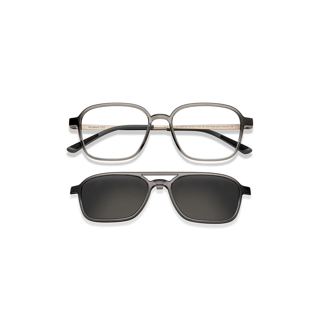 Lenskart Air Gray Transparent Full Rim Square left side