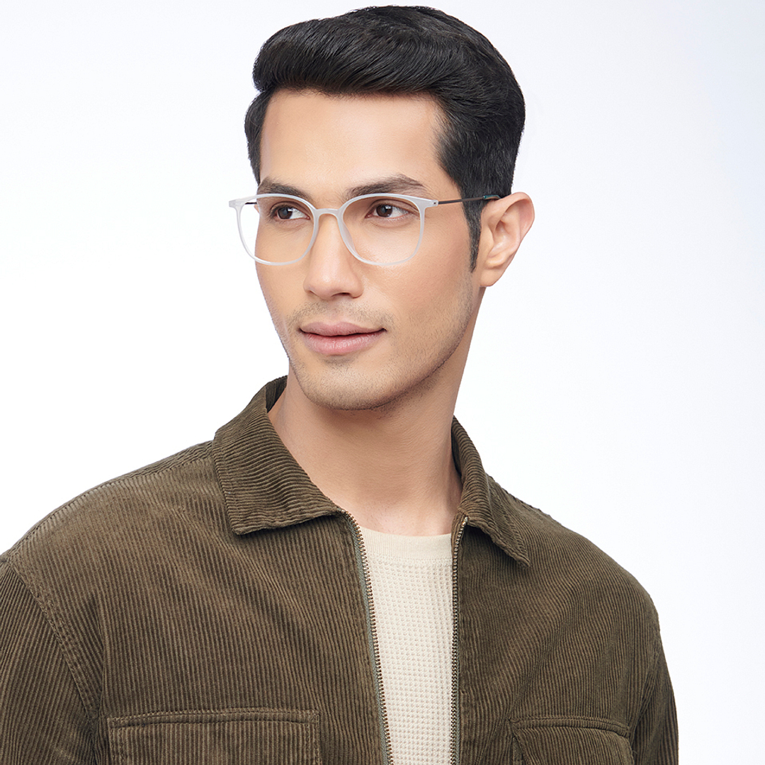 Lenskart Air Online Gray Transparent Full Rim Round left side