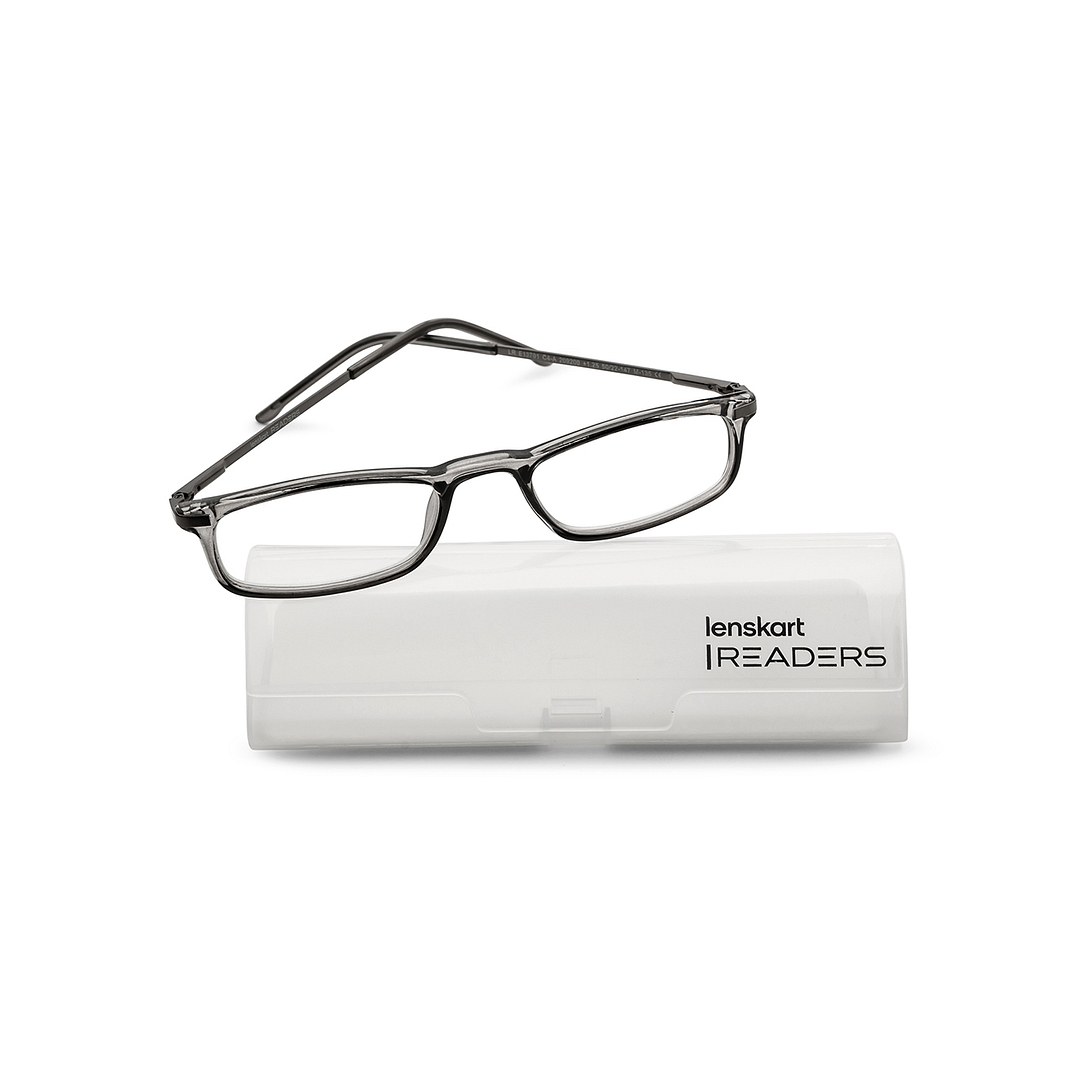 Lenskart READERS Gray Dark Gunmetal Full Rim Rectangle Lenskart READERS LR E13701 Only for 1 25 Prefitted Powers left side