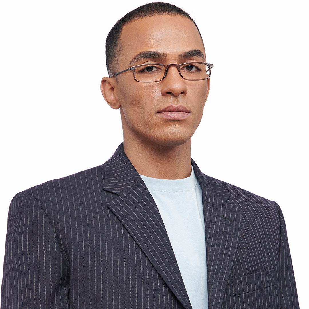 Lenskart READERS Gray Dark Gunmetal Full Rim Rectangle Lenskart READERS LR E13701 Only for 1 25 Prefitted Powers left side