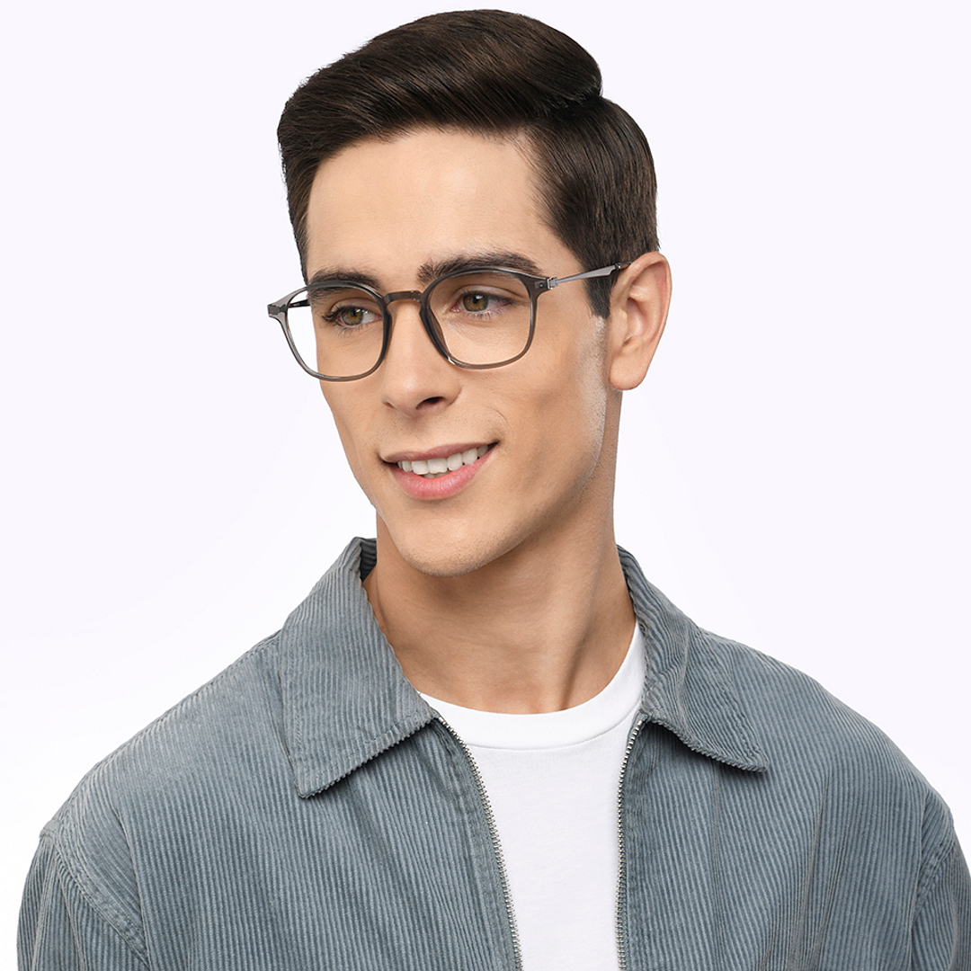 Lenskart Air Online Gray Transparent Full Rim Round right side