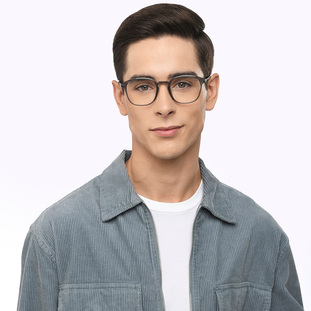 Lenskart Air Online Gray Transparent Full Rim Round left side