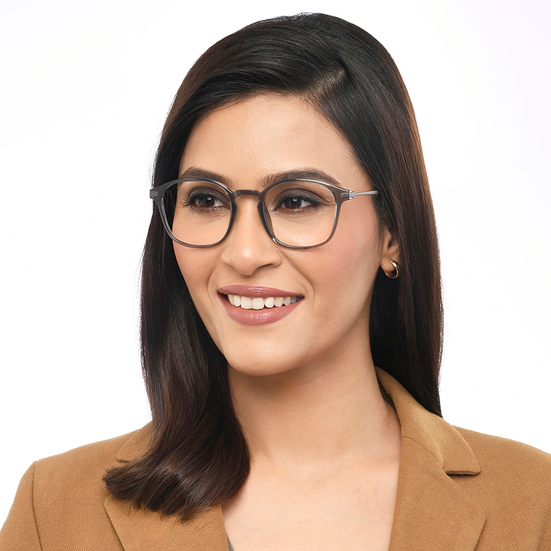 Lenskart Air Online Gray Transparent Full Rim Round left side