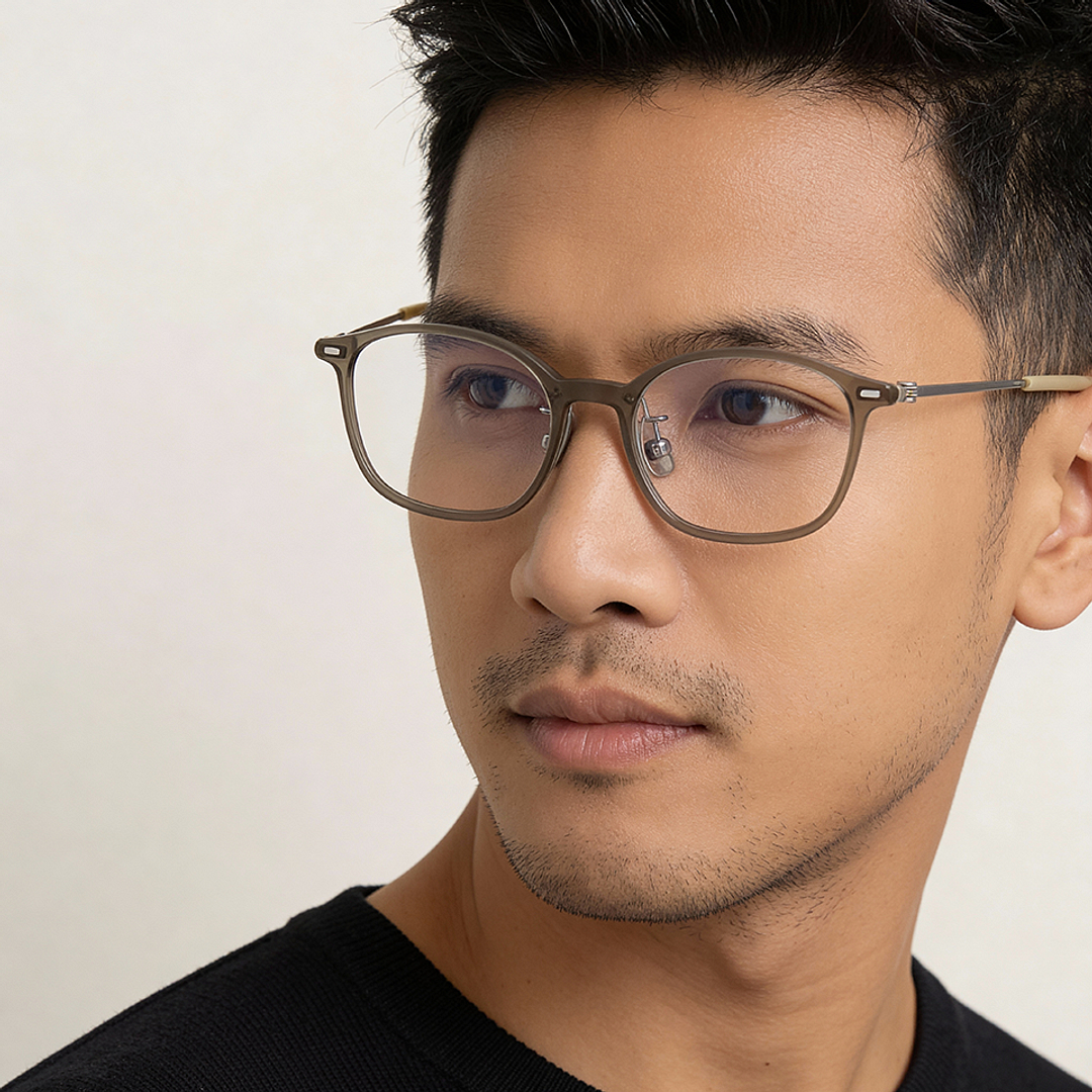 Lenskart Gray Transparent Full Rim Rectangle left side