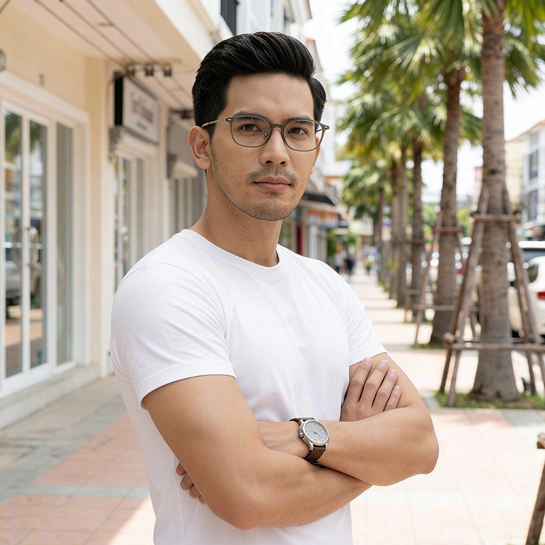 Lenskart Gray Transparent Full Rim Rectangle left side