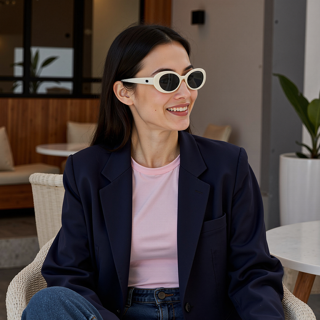 Lenskart White Full Rim Round left side