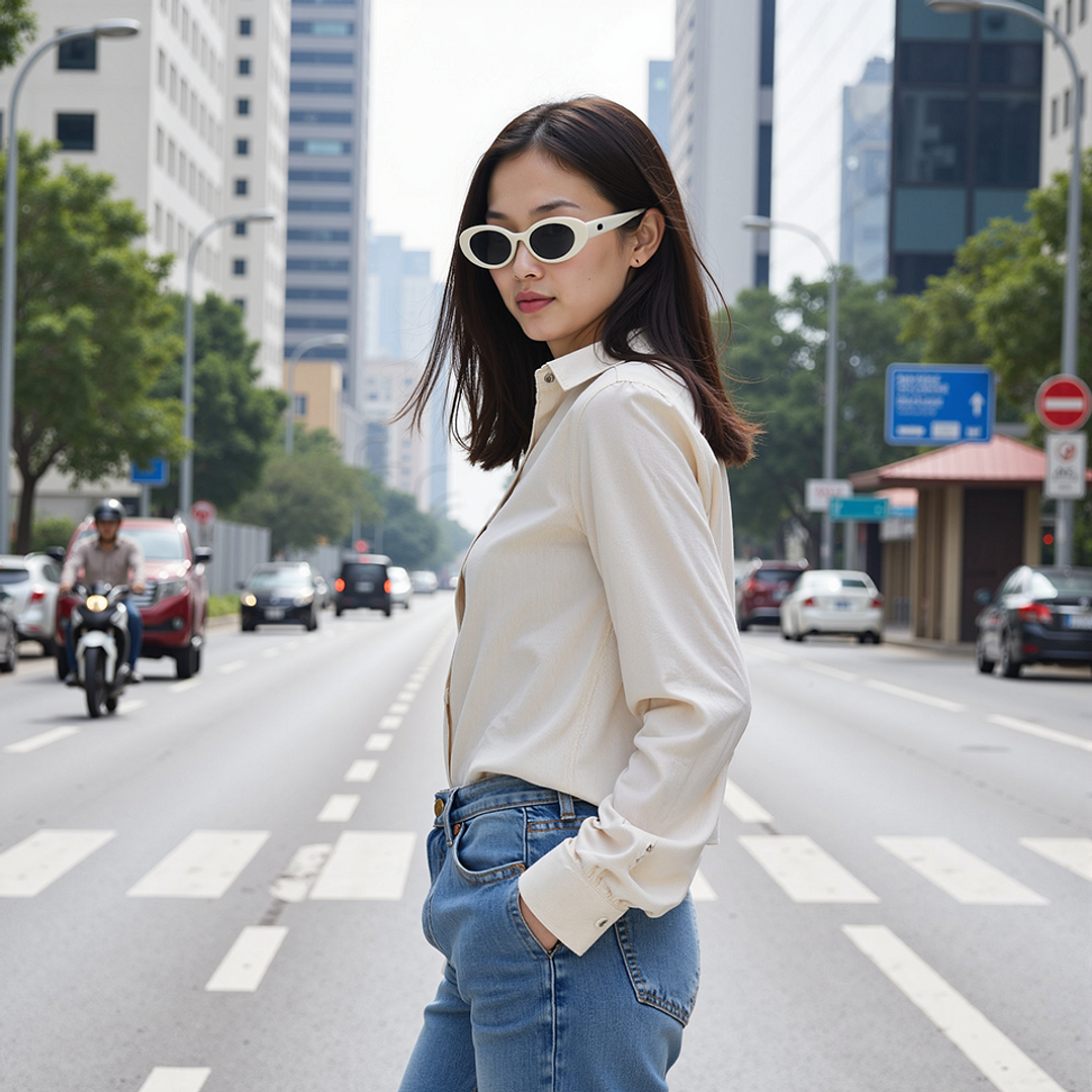 Lenskart White Full Rim Round left side