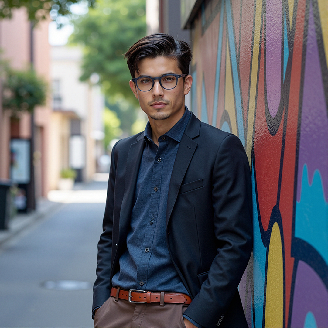 Lenskart Hustlr Screen Glasses Blue Block Zero Power Screen Glasses : Grey Stone Full Rim Square Lenskart HUSTLR LB E14058-XW C2 left side