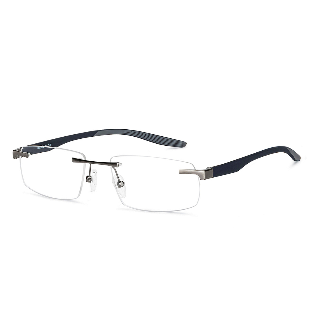 Lenskart Air Online Mid Gunmetal Rimless Rectangle left side