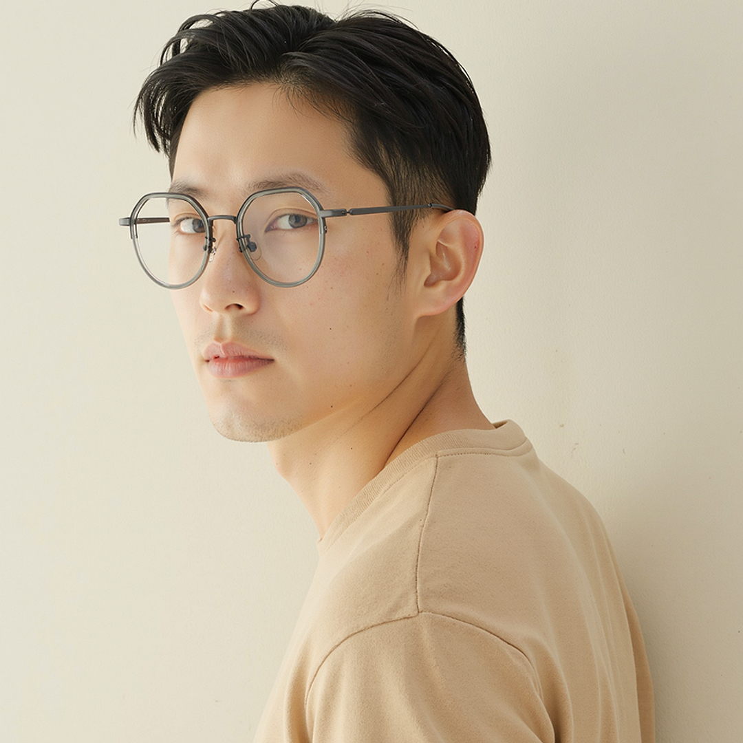 Lenskart Air Gunmetal Full Rim Round left side