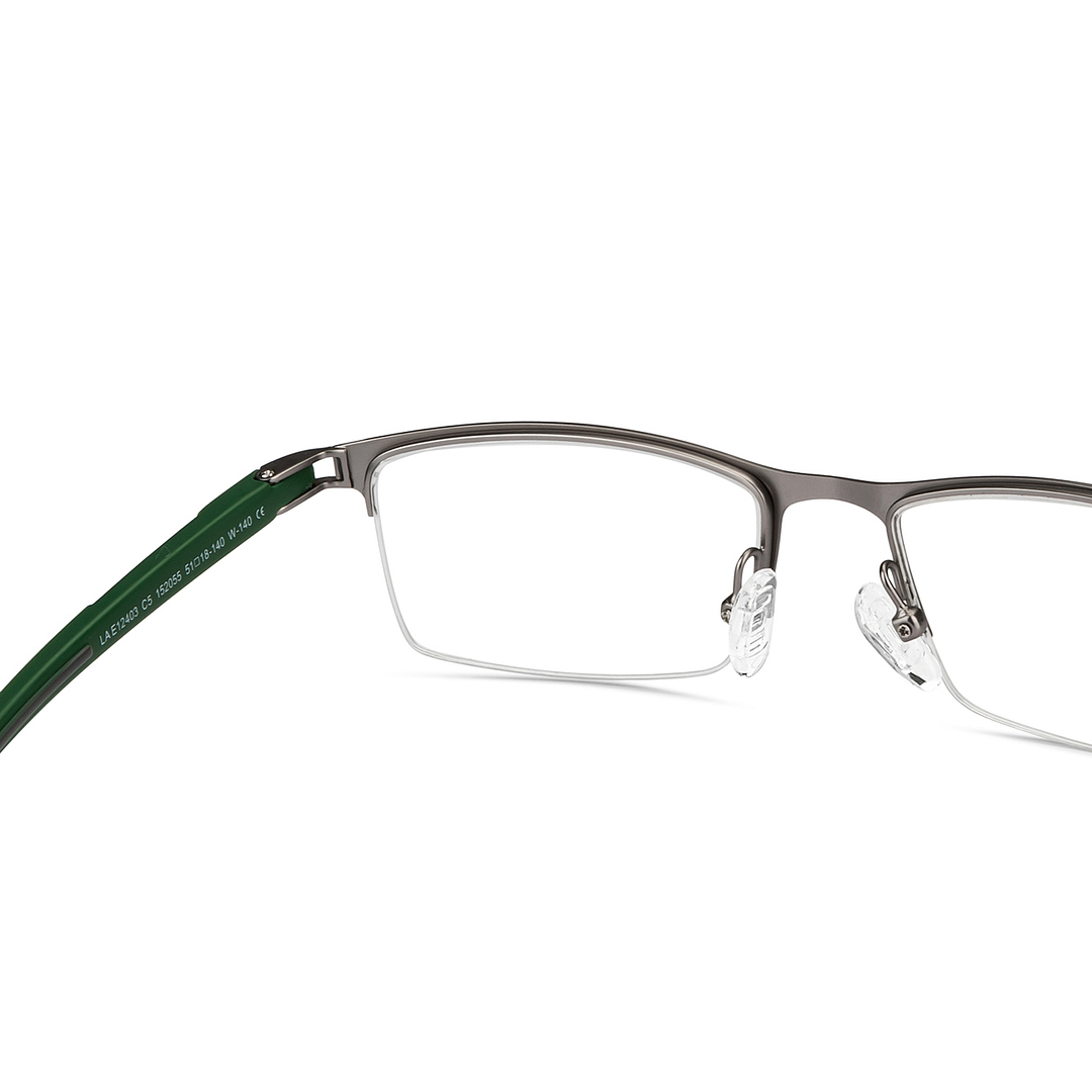 Gunmetal Green Half Rim Rectangle Lenskart Air Comfort LA E12403