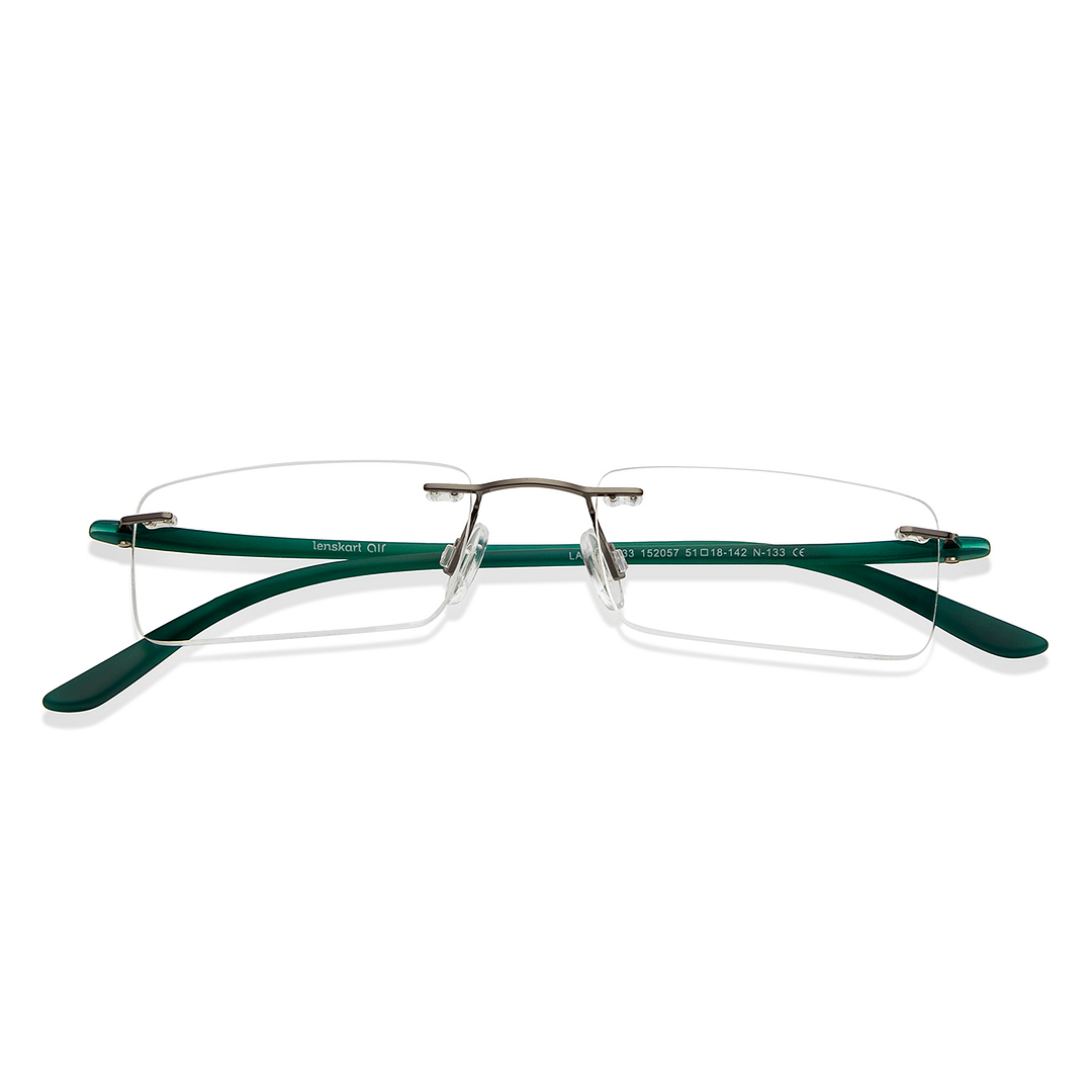 Lenskart Air Online Mid Gunmetal Rimless Rectangle left side