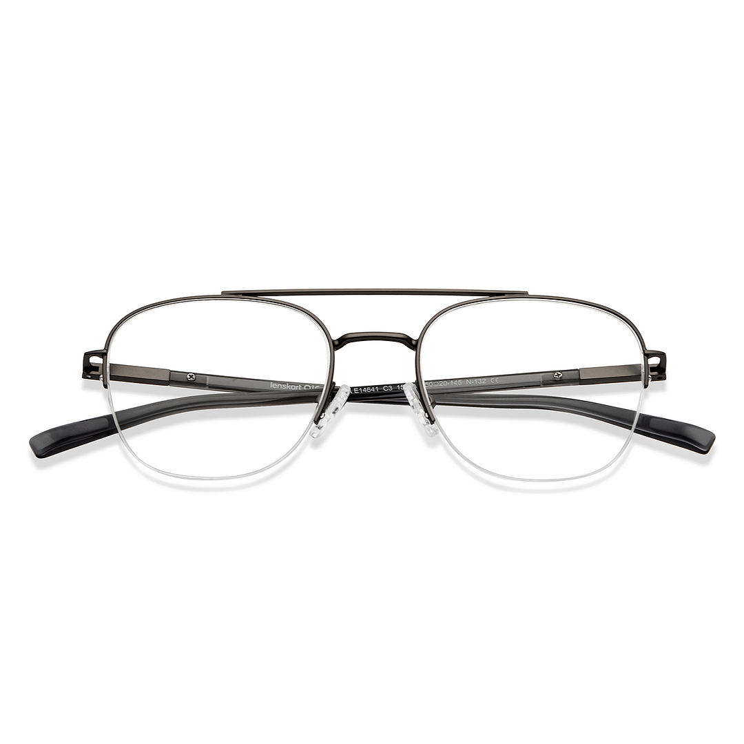 Lenskart Air Online Mid Gunmetal Half Rim Aviator left side