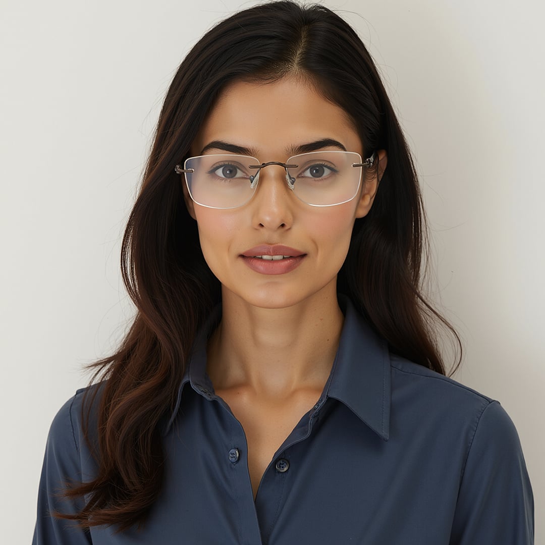 Lenskart Air Gunmetal Rimless Rectangle right side