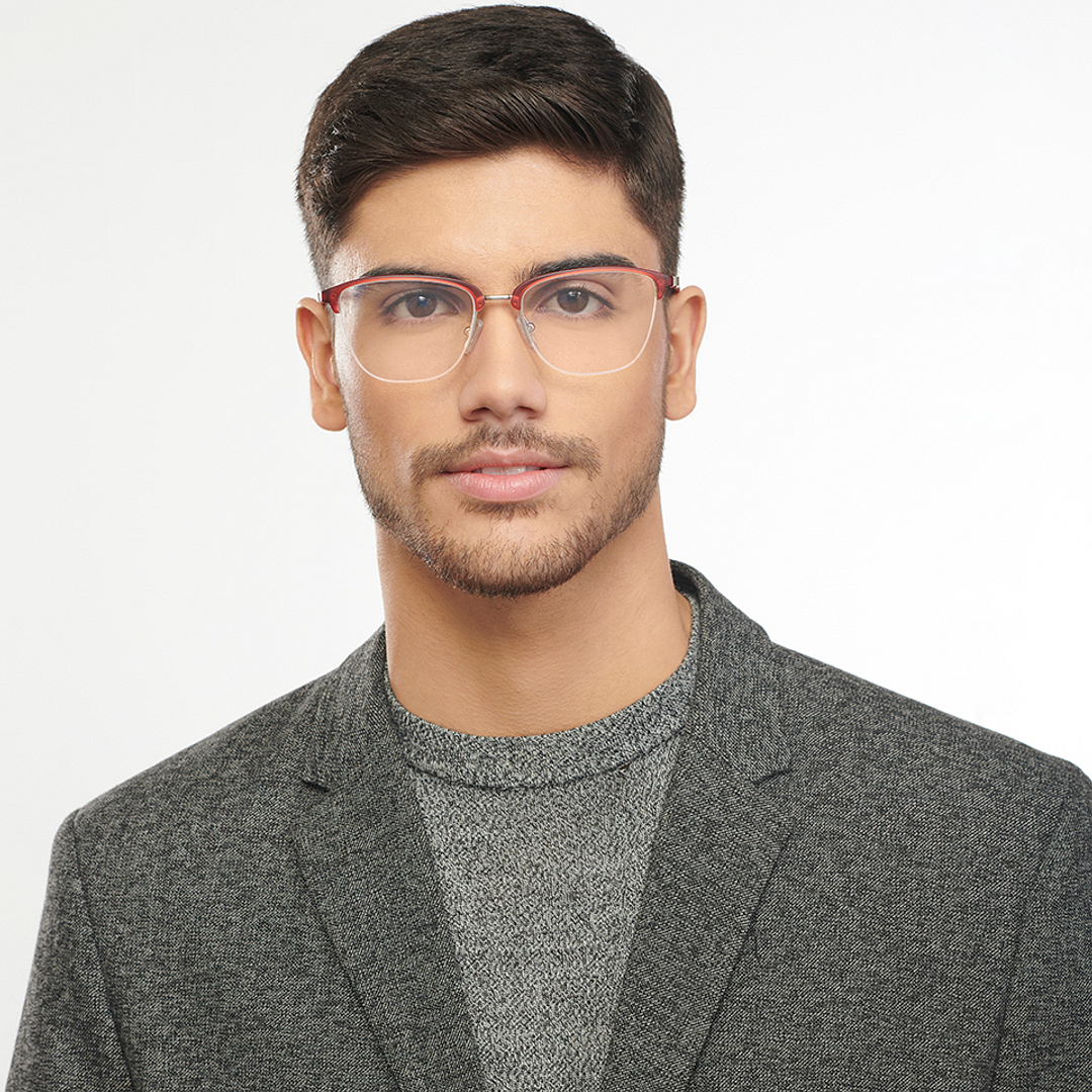 Lenskart Air Online Mid Gunmetal Half Rim Square left side