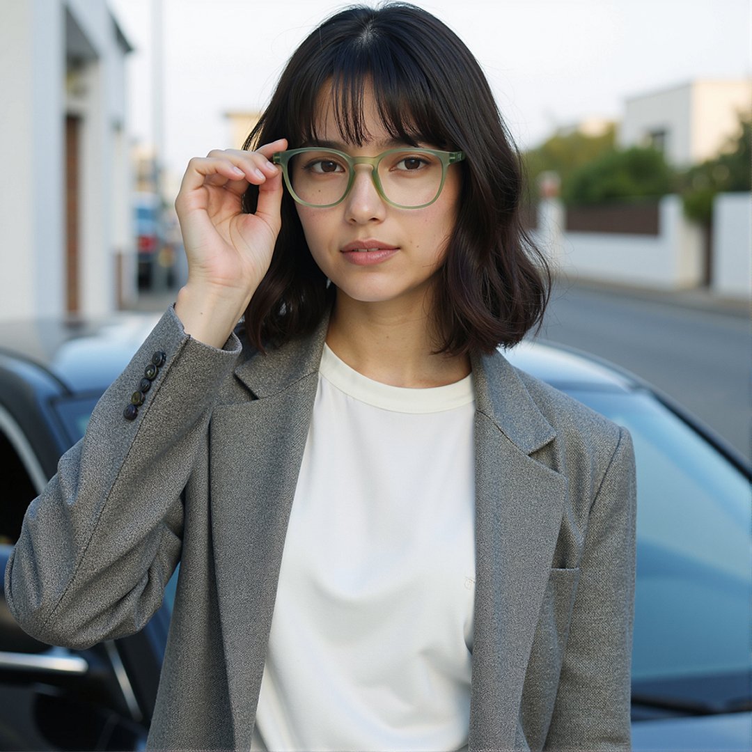 Lenskart Hustlr Screen Glasses Blue Block Zero Power Phone Screen Glasses : Jade Green Green Full Rim Square Lenskart HUSTLR LB E14058-N C3 right side