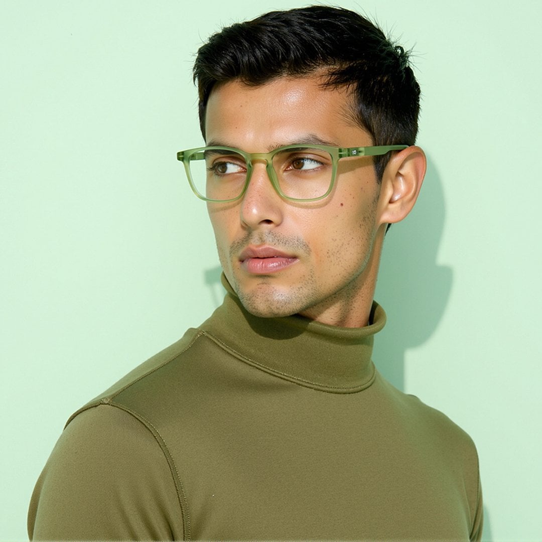 Lenskart Hustlr Screen Glasses Blue Block Zero Power Phone Screen Glasses : Jade Green Green Full Rim Square Lenskart HUSTLR LB E14058-N C3 right side