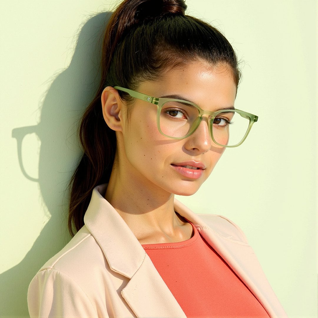 Lenskart Hustlr Screen Glasses Blue Block Zero Power Phone Screen Glasses : Jade Green Green Full Rim Square Lenskart HUSTLR LB E14058-N C3 left side