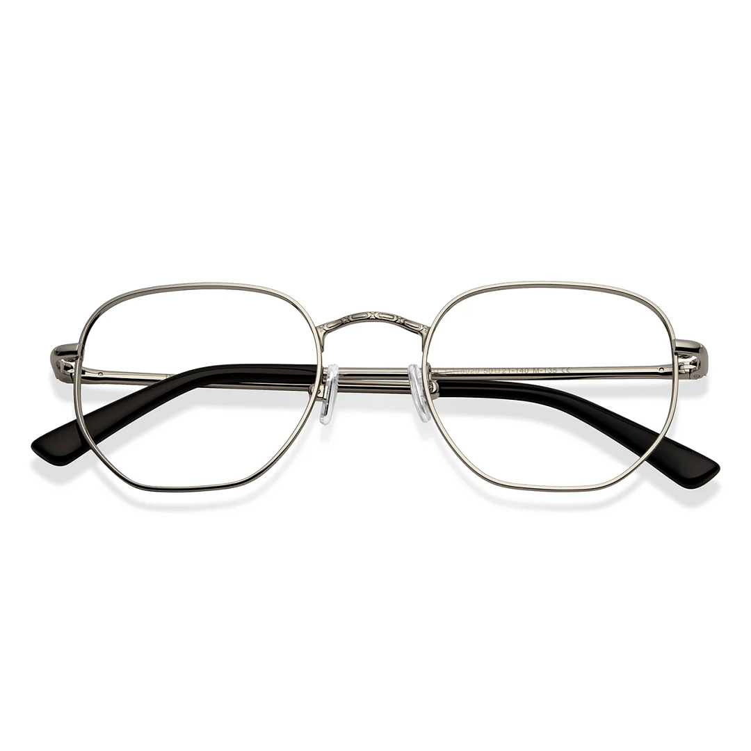 Le Petit Lunetier Silver Full Rim Geometric left side