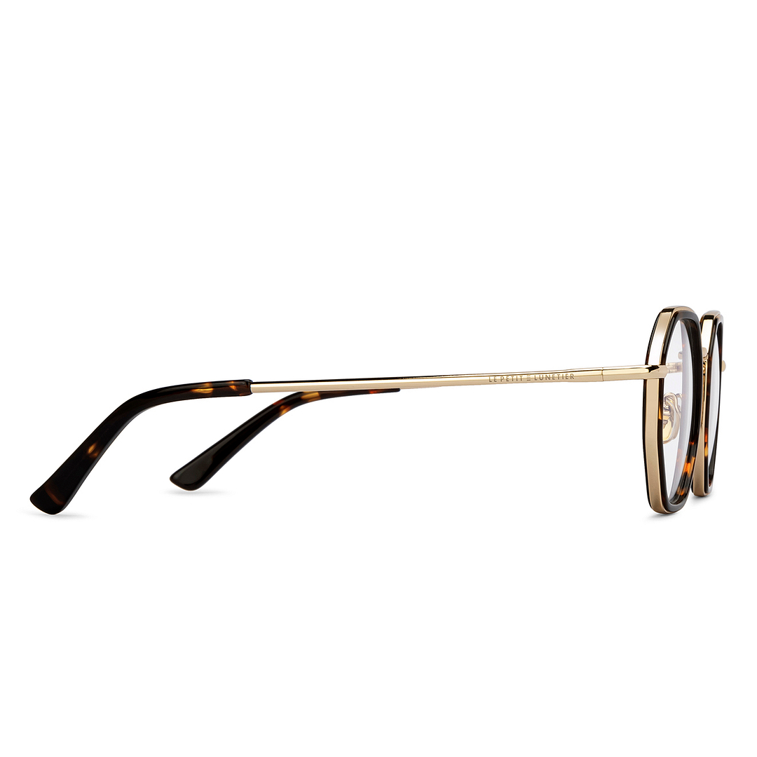 Le Petit Lunetier Gold Full Rim Geometric left side